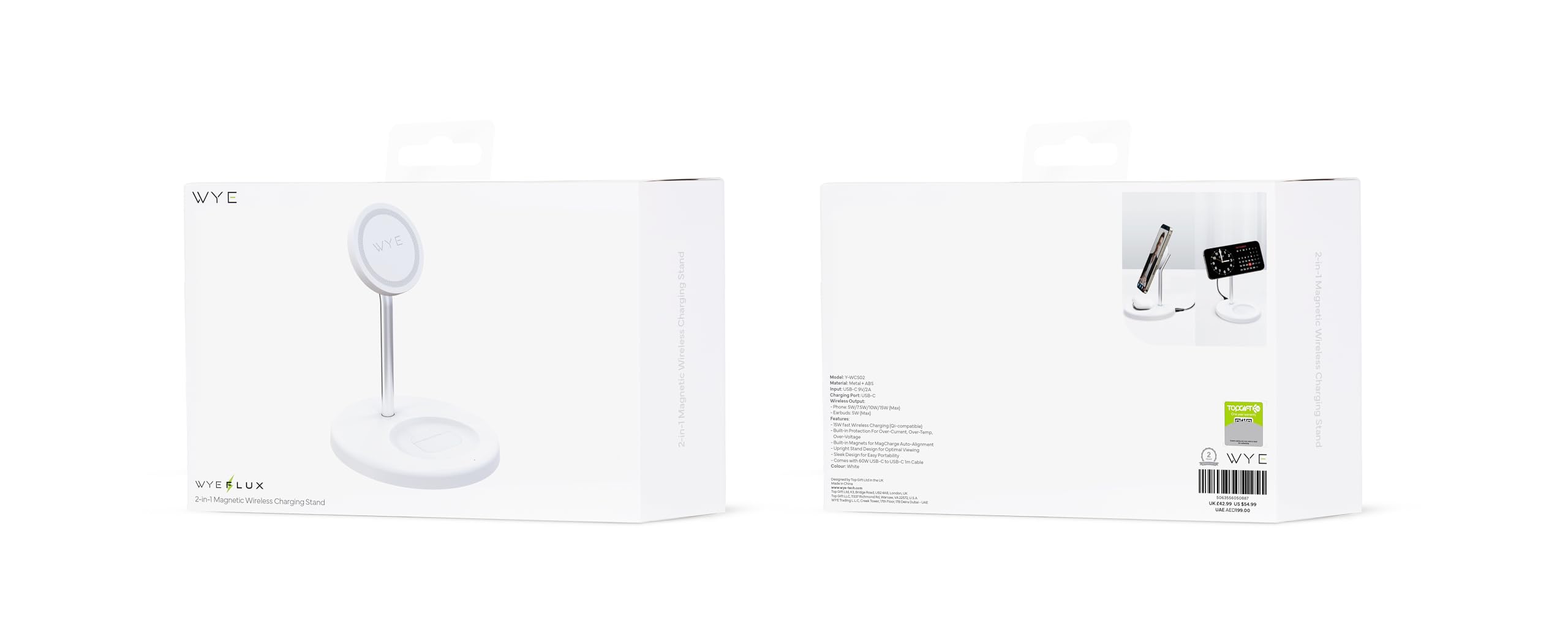WYE Supporto per telefono per caricabatterie da auto wireless da 15 W per montaggio sulla bocchetta dell'aria, supporto per auto a ricarica rapida con connettività USB-C per smartphone Qi - Nero