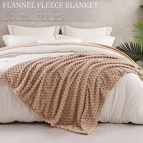 Exclusivo Mezcla Fleece Throw Blanket for Couch Extra Large Fuzzy Camel Bed Blankets - Image 4