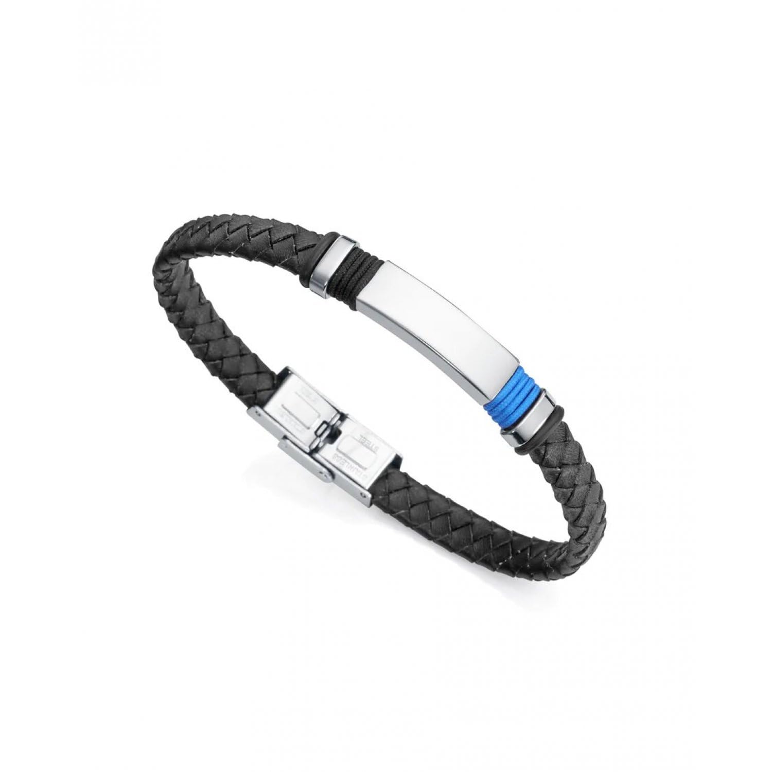 Viceroy Pulsera Viceroy Fashion de acero con piel negra para hombre - 6480P01019