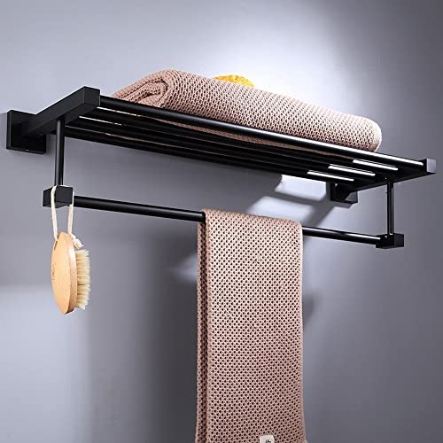 Étagère serviette pliante noire 40cm pour optimiser l'espace mural de douche - 4
