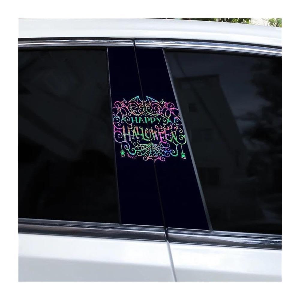 Body Parts 2pcs Halloween in English Car Center Column Sticker DIY Car B-Pillar Decorative Decals(C)