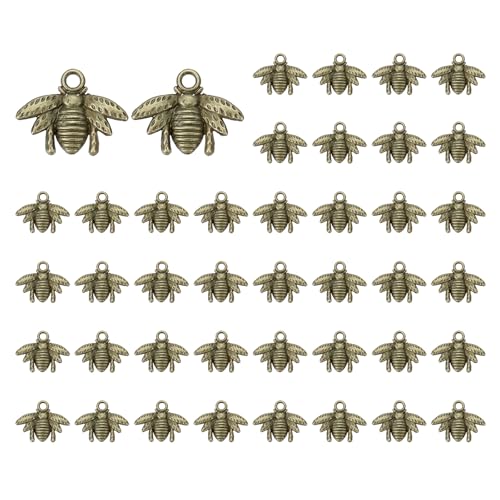 PATIKIL Charme d'Abeille, 50 Pièces de Pendentifs de Charme en Alliage d'Abeille pour l'Artisanat DIY, Bronze Foncé, 0,6 x 0,8 Pouce