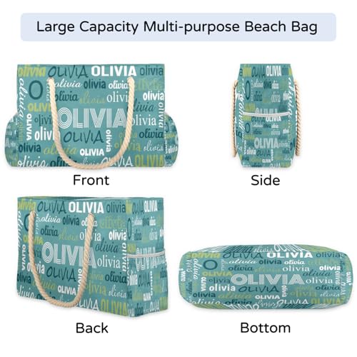 Custom Name Beach Bag for Women and Men Personalized Extra Large Waterproof Zipper Travel Tote Bags4