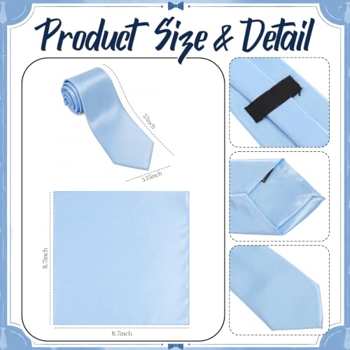 Image of Unittype 6 Pcs Mens Tie and Pocket Square Set, Solid Color Satin Formal Necktie Handkerchief for Wedding Fathers Day Gift