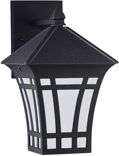 Sea Gull Lighting Generation 89132-12 - Farol de pared transitorio para exteriores de una luz de la colección Seagull-Herrington en acabado negro