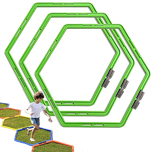 CZ-XING Hexagon Agility Ring Training Circle Ring Speed Agility Ladder Physical Training Ring Football Footwork Trainer Hurdles Agility Ladder Fitness Equipment Multicolor Training Ring 3Pcs (Green)