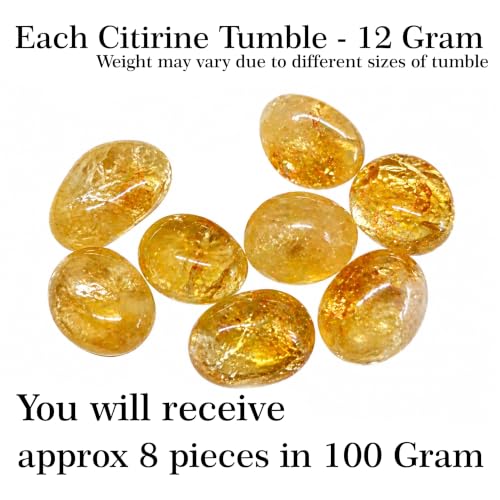 Image of Crystal Citrine Tumble Stone Pebble Tumbled Gemstone for Reiki Healing Vastu Correction Gravels for Aquarium Home Decor Garden Table 100 Gm
