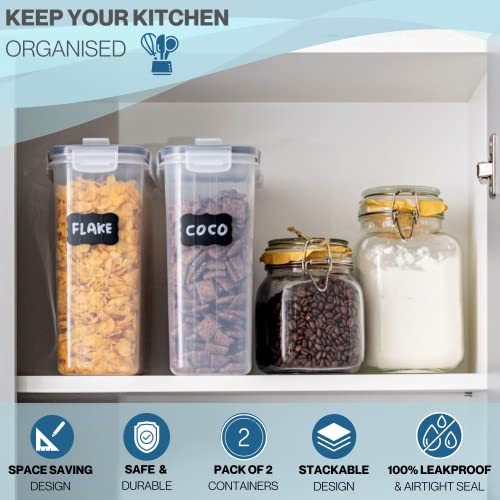 nuovva 4L Cereal Storage Containers Set – 2Pcs Airtight Food Storage Container – Food Grade and BPA Free Dispenser with Flip Top – Kitchen Pantry Organiser – Ideal for Cereal and Cornflakes - Image 5