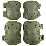 Tactical Combat Knie- und Ellbogenschutz-Set für Outdoor CS Paintball-Spiel Radfahren Sicherheit Skateboard-Ausrüstung Schlittschuhe Knieschutz-Schutzpolster (Green)