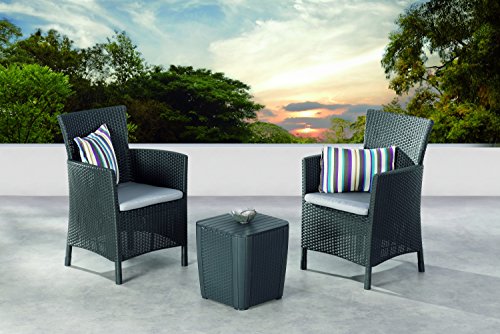 BEST 96115150 Balkonset 3-teilig Balkon-Set Napoli, graphit/hellgrau