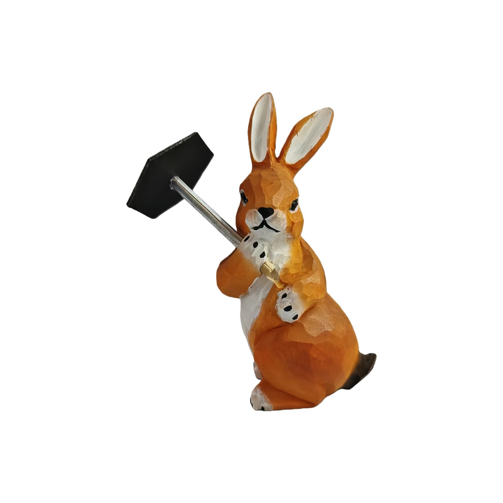 Hsioluted Hand Carved Wooden Bunnies Figurines Carving Small Animal Miniature Sculpture Ornament Easter Home Decorations Gift Carving Miniature Animal