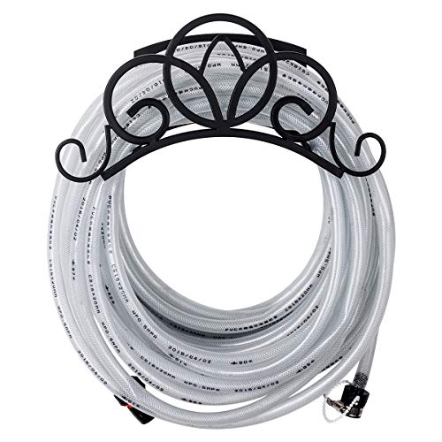 Sunix GardenÂ Hose Holder Heavy Duty, Water Hose Holder Wall Mount for Outside, Metal Garden Hose Hanger Holds 125 ft of 5/8" Hose, Decorative Hose Reels Hose Storage for Outside Yard