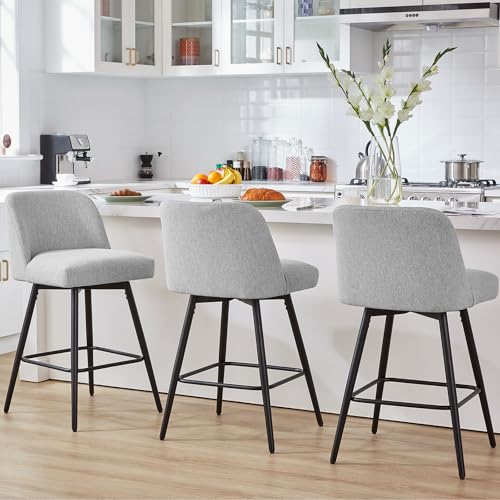 Set of 3 26 Counter Height Upholstered Bar Stools
