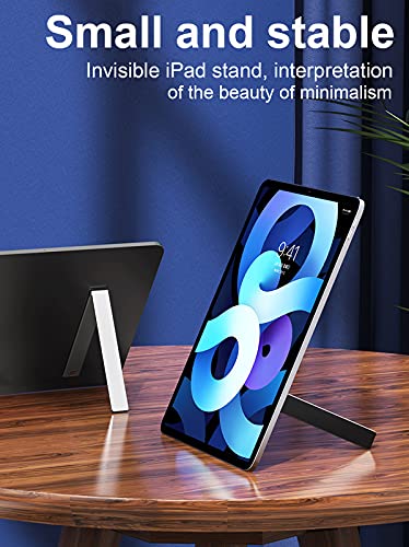 Image of Invisible Tablet Holder 2Pack Mini iPad Kickstand Upgrade Aluminum Desk Stand Multi-Angle Adjustable Foldable Pocket Compatible with iPad Air /Pro, Kindle, Sliver