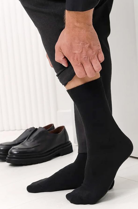 RONDO Cotton Mens Black Thin Dress Socks Lightweight Cotton Crew Socks - Super Soft and Breathable Black, Dark Blue, Brown - Image 8