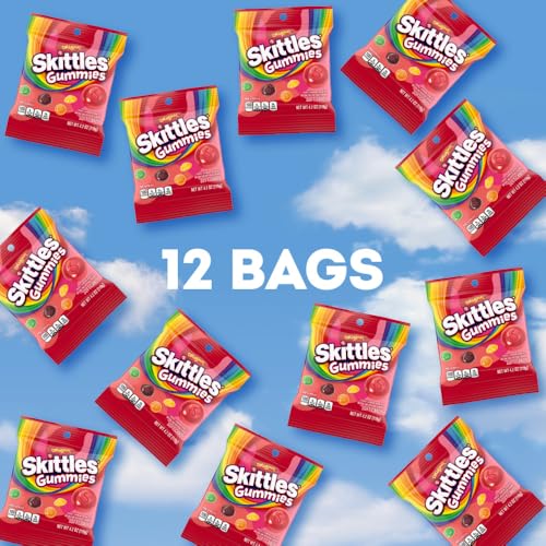 Image of SKITTLES Gummies, Original Fruity Gummy Candy Bags with 4.2 Oz Each, Individually Wrapped Bulk Snacks, Pack of 12