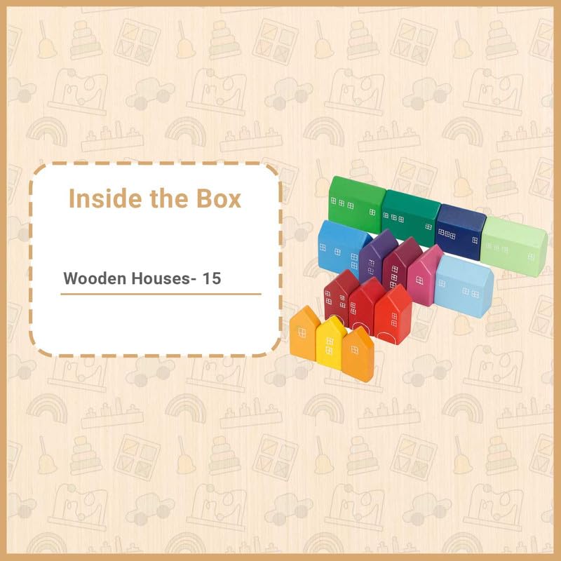Little Ginnie Wooden House Stacker Set for Kids - Puzzle for Kids for Age 2+ Years | Non-Toxic Paint, Enhances Spatial Awareness & Problem-Solving