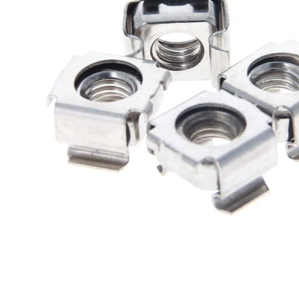 M8 Cage Nuts 0.67" x 0.47" (WxH) for Server Rack Cabinet 304 Stainless Steel Without Treatment Silver Tone 20Pcs