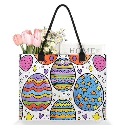 Hand-painted Easter Eggs Tote Bag for Women Large Beach Bag Reusable Tote Bags for Work Travel Beach Shopping3