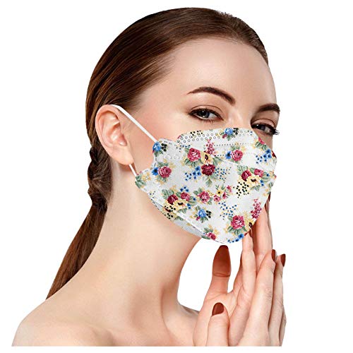 chensen 3Dマスク 立体マスク 血色マスク KF94 10枚入り 花柄 ヒョウ柄 カラーマスク 立体マスク 不織布マスク 使い捨て 高機能マスク おしゃれ メガネが曇りにくい 耳が痛くならない 息がしやすいマスク 口紅が付きにくいタイプ(10PC-