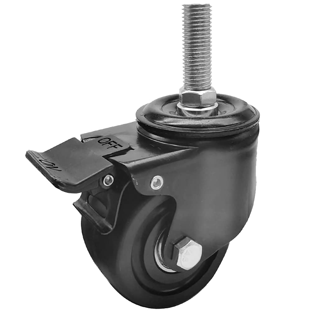 Ruedas giratorias 2.5/3 Ruedas giratorias de alta resistencia Rosca larga M16 × 30 mm Ruedas giratorias silenciosas de 1000 kg Ruedas industriales con freno para muebles Andamio Banco de trabajo 4 pie