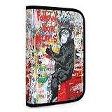 [ZOOKISS] 母子手帳ケース バンクシー ゴリラ マルチケース おくすり手帳ケース お薬手帳 ケース 片面ジャバラタイプ 保険証・診察券・母子手帳・キャッシュカード等をまとめるのに便利なケース プレゼント