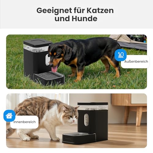 Gardner Pet 6.5L Automatischer Wasserspender, Schwerkraft-Tränke mit Edelstahlschüssel, Futterautomat für Hunde und Katze, große Kapazität Futterspender, BPA-frei, Keine Elektrizität, geräuschlos
