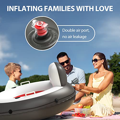 Image of QPAU Inflatable River Tube, 0.4 mm Thickened Puncture-Resistant Heavy Duty River Float, River Raft with Ergonomic Backrest, Mesh Bottom & 2 Cup Holders for Adults and Friends Lake Float