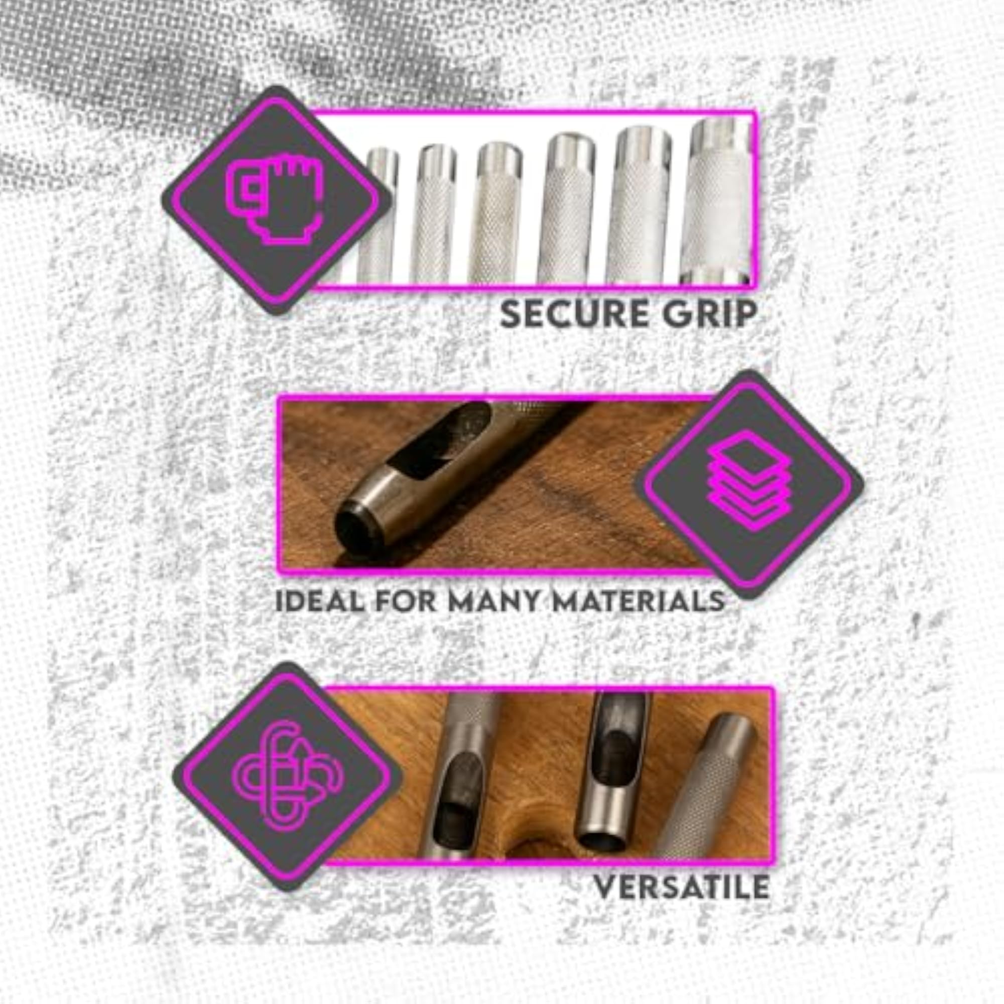 790LP Leather Punch Set - Hollow, 6 Pc