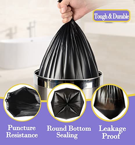 Image of 3 Gallon 120pcs Small black Trash Bags(Fit 3-3.2 Gal) Plastic Strong black Garbage Bags,Bathroom Trash Can Bin Liners,Waste Basket Liner,Fit 10-13 Liter, 2.6 Gallon,3 Gallon,3.2Gallon (3-Black120)