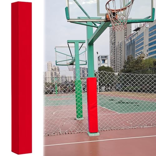 18 x 18 cm quadratische Stangenpolsterung, umwickelbar für jedes Wetter, Stangenpolster für Basketball/Zäune/Sonnenschirme/Spielplatzgeräte, Sicherheitspolster zum Spielerschutz (rot, Höhe 1