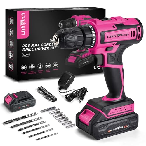 Lithitech 20V Pink Cordless Drill