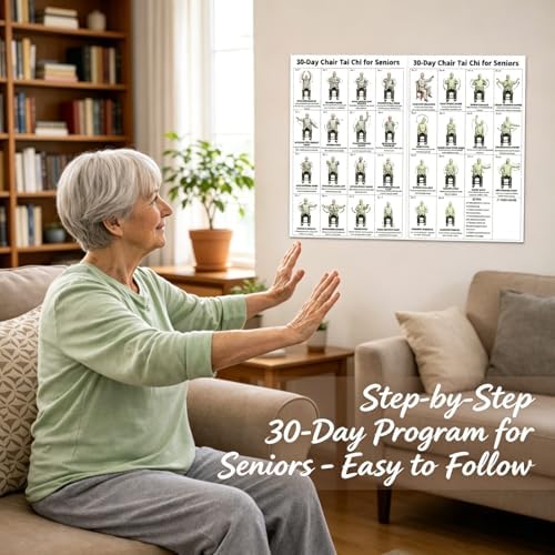 Tai Chi Chair Workout Chart, Chair Tai Chi for Seniors Wall Chart – 30-Day Seated Tai Chi Routine, Seated Exercise Poster for Beginners, Home Gym Decor, Unframed 2-Pack (10x8 Inch) — view 5