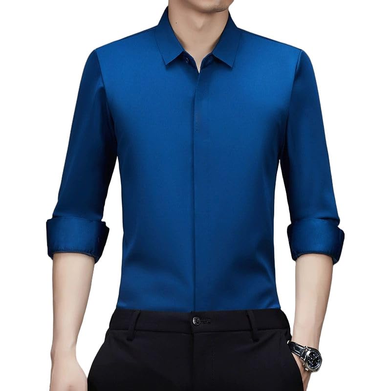 Camisa de manga larga de hombre MQMYJSP de estilo informal para primavera
