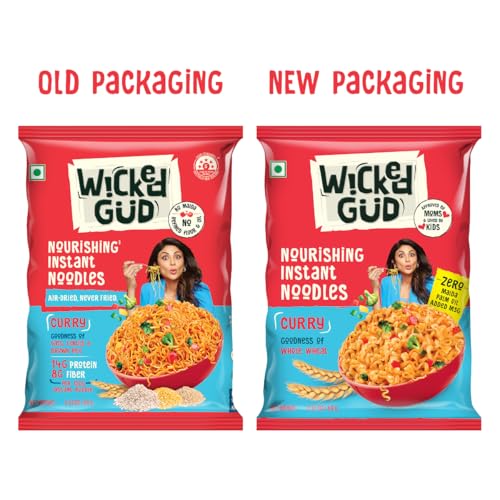 Image of WickedGud Nourishing Curry Instant Noodles (69 gm) | Healthy Noodles | No Maida | No Oil | No MSG | High Protein | High Fibre | Cholesterol Free