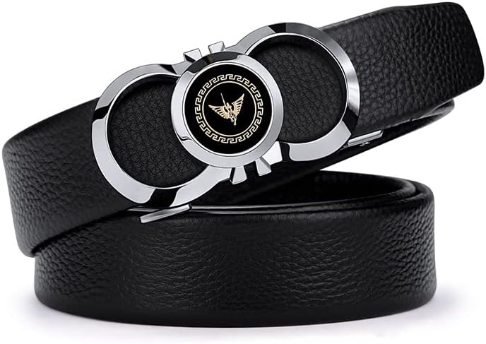 VANNANBA Mens Leather Ratchet Belts Slide Dress Belt for men Automatic Buckle with Gift Box - Image 3