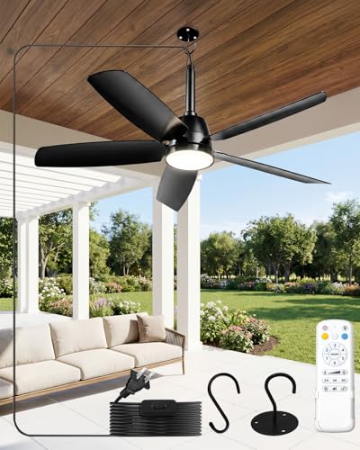 NWOP 36 Inch Outdoor Ceiling Fan with Light Remote Patio Gazebo Porch Fan
