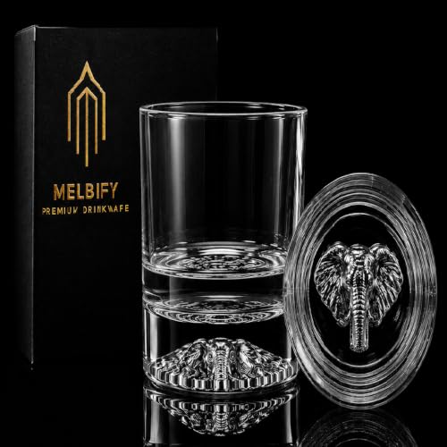 Image of Melbify Elephant Whiskey Glass| Set of 6 | 300 ml |Premium | Unique| Big Size| Broad | Animal Whiskey Glass| Old Fashioned Whiskey Glass| High Ball Glass with Thick Bottom