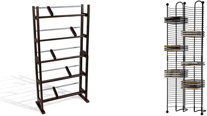 Atlantic Element Media Storage Rack - Holds Up to 230 CDs or 150 DVDs, Contemporary Wood & Metal Design with Wide Feet for Greater Stability, PN35535601 In Espresso : Electronics