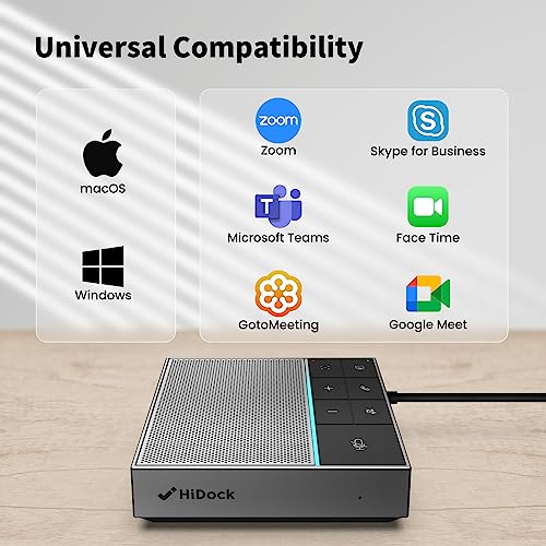Hidock Conference Speaker And Microphone, Full Duplex Noise Reduction Speakerphone & 360° Enhanced Voice Pickup, Omnidirectional Speakerphone With Mute/Recorder/Project For Home Office Meeting #TOP5