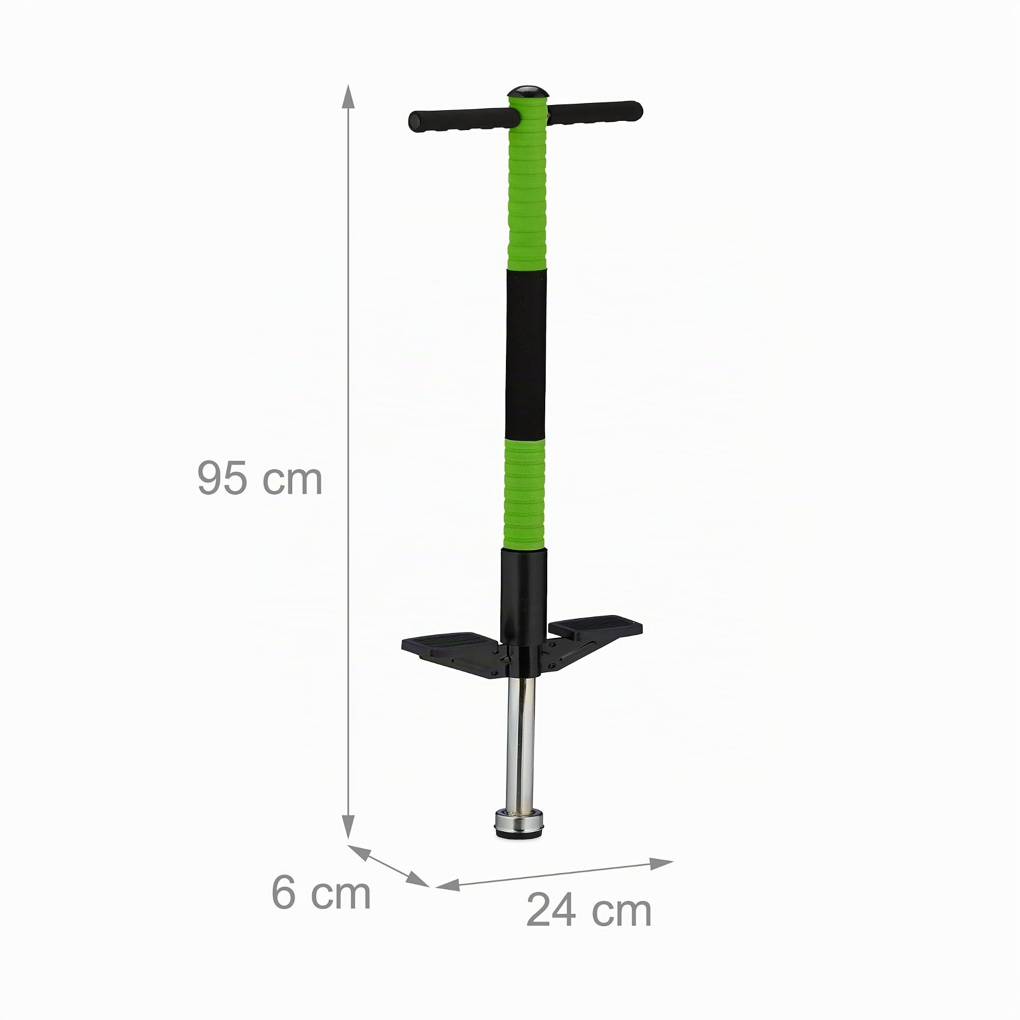 Relaxdays Pogo Stick, Palo Saltarín Infantil hasta 35 kg, Acero, Antideslizante, Verde