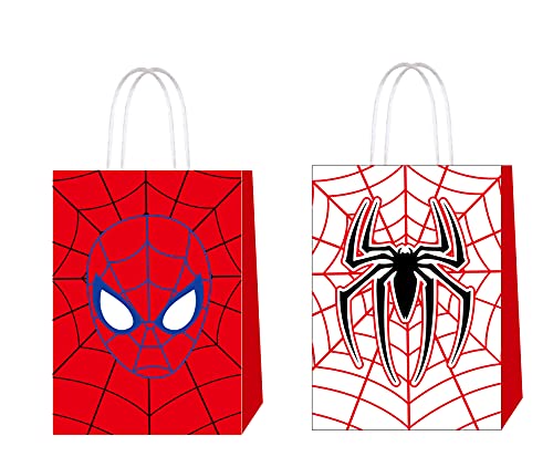 QICI Spiderman Party Bags superhero paper bags, Contains 16 pcs Paper Bags in 2 Styles,Hero Theme Birthday Party Decorations and Supplies