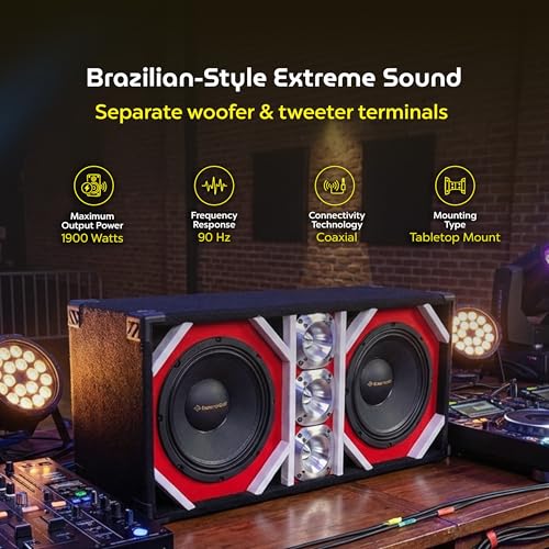 Image of Bass Rockers 10 inch Brazilian Style Loaded Chuchera Box with Two x 10 inch Outdoor Home & Speakers & 3 x4 Tweeters 1900W - Best for Car UTV, ATV, Camper, DJ, Pro Audio Use, Party, Disco