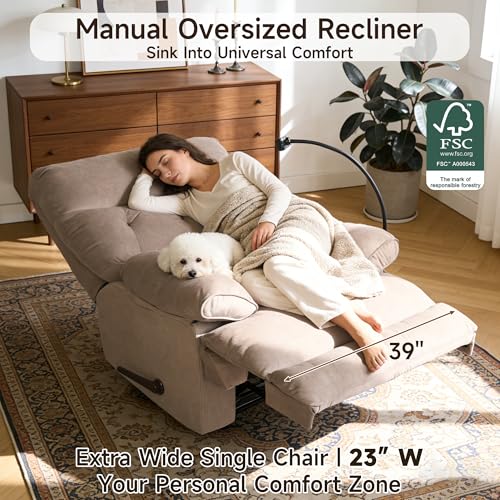 Sillón Reclinable Manual Marrón Tela Antirralladura miniatura 3