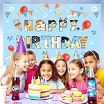 5 * 3ft Blue Dog Birthday Backdrop, Birthday Party Decoration Background, Cute Cartoon Animal Theme Photo Banner for Kid, Adult (Style B) - Image 4