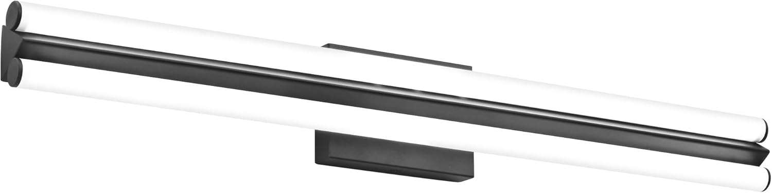 SOLFART Matte Black Bathroom Light Fixtures, Vanity Light Bar 32 Inch Black Vanity Lights Over Mirror, Black Modern LED Lighting for Bath Mirror, Cool ND Black-Double Light Bars 32inch