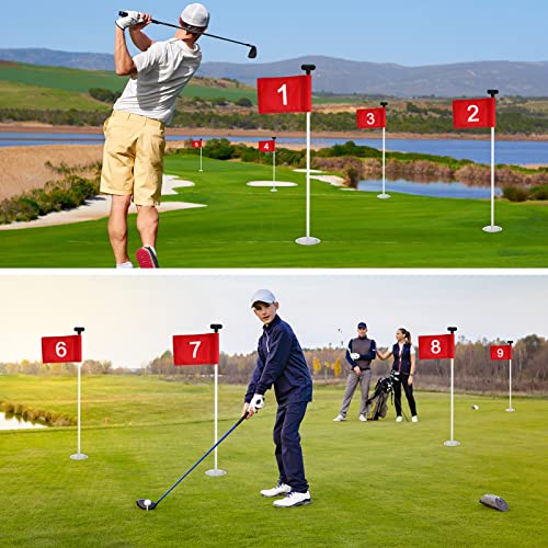 9 Pcs Numbered Golf Flag With Tube Inserted 1-9 Nylon Putting Green Flags 8.9 X 5.7 Inch Golf Pin Flags Set For Yard Indoor Outdoor Backyard Garden Practice #TOP5