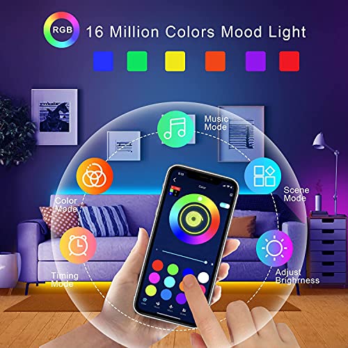 Leeleberd 80ft Led Strip Lights (2 Rolls of 40ft) Bluetooth Smart App