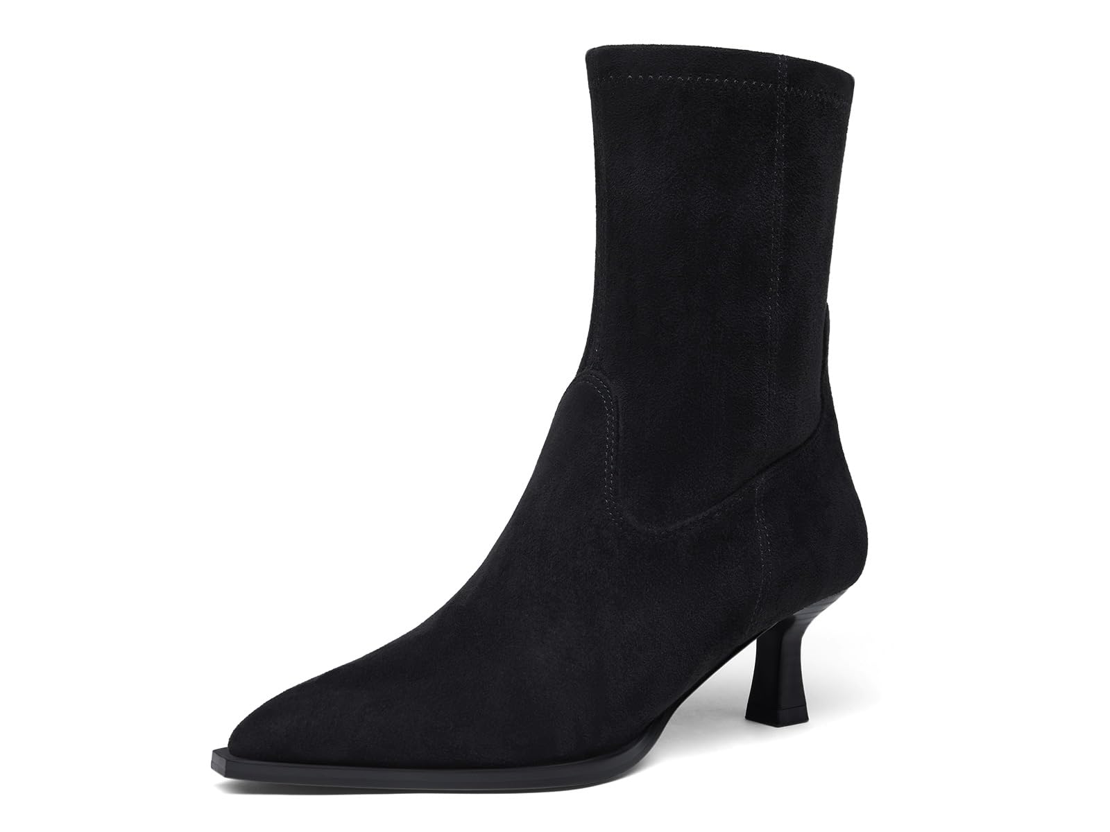 Coutgo Womens Pointed Toe Ankle Boots Stacked Kitten Low Heel Side Zipper Fall Booties Shoes