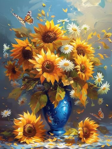 Pintar por numeros adultos mariposa para conectar con tu paz interior pintando girasoles